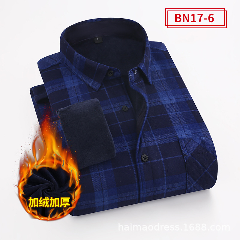 Otoño e Invierno nuevos hombres camisa de tela escocesa forrada de lana engrosada camisa caliente de los hombres de negocios casual ropa de abrigo rojo grande al por mayor