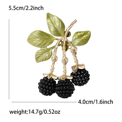 New European and American Style Cross-Border Enamel Blackberry Fruit Pendant Brooch Fresh Suit Clothing Women's Corsage Jewelry Pin (Yaxa sancaqları) - kc-gold-black-5277-bk