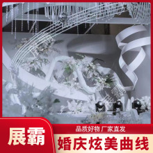 婚庆吊顶装饰自由曲线 背景道具百变飘带螺旋造型网阳光板弹力布