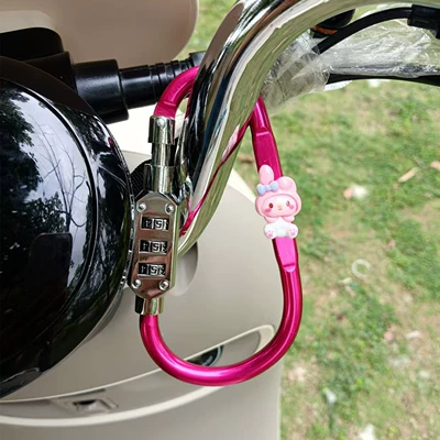 Cute Cartoon Electric Vehicle Helmet lock - large-pink-resin-sitting-beauty