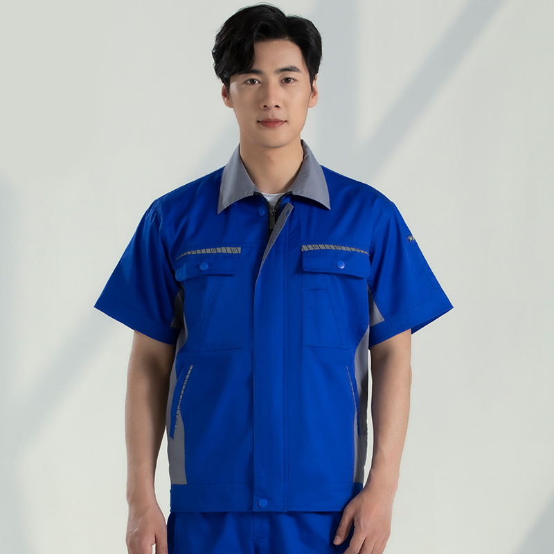 Trajes de trabajo de mangas cortas para hombres desgaste sitio de construcción de reparación de automóviles ropa mecánica y eléctrica fábrica de ropa de seguro laboral personalizada