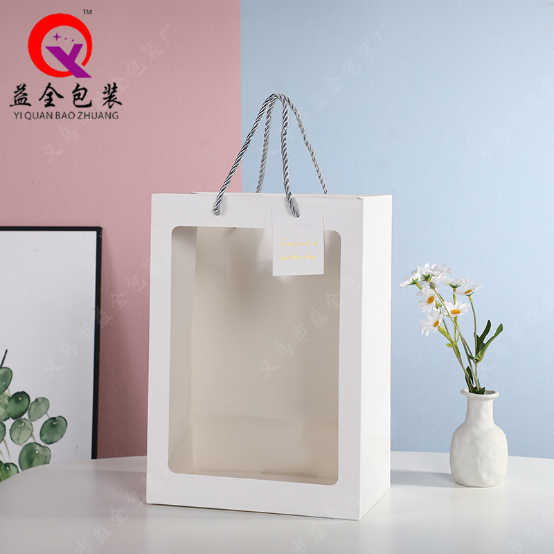Bolsa de regalo tipo ventana para el Día del Maestro, cumpleaños, embalaje de flores, tarjeta de regalo, recuerdo, bolsa de papel, venta al por mayor image 10