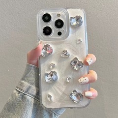 適用蘋果15手機殼iPhone14ProMax簡約可愛立體水鑽12日韓女款13