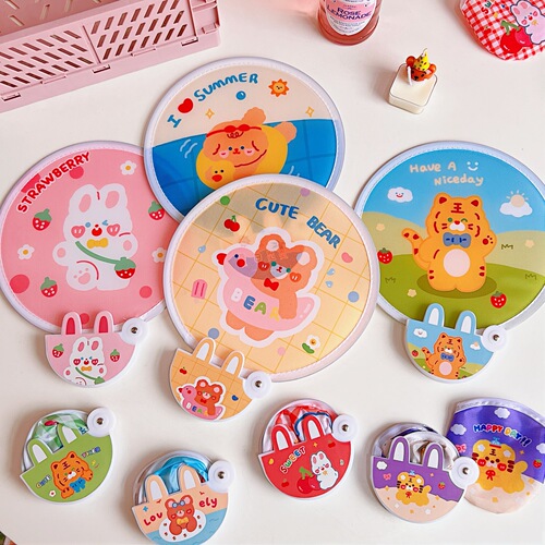 Tengyi Youpin original folding fan cute mini cloth covered portable fan holiday gift folding fan with handle