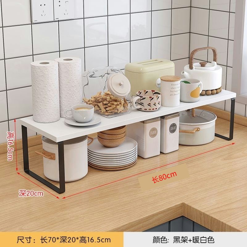 キッチンカウンタートップ収納ラックデスクトップポットキャビネット層状パーティションボウルとディッシュ収納ラック二層木製|undefined