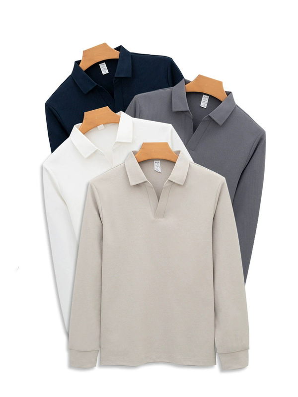 高級カモメ襟長袖吸湿速乾ソロナ抗菌Tシャツ高級作業服ラペルポロシャツ男性用|undefined