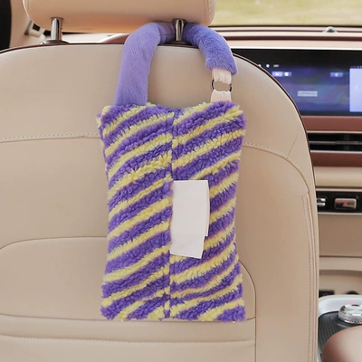 Interior Decoration, Car tissue box/set - purple-and-yellow-stripes-paper-towel-hanging-bag