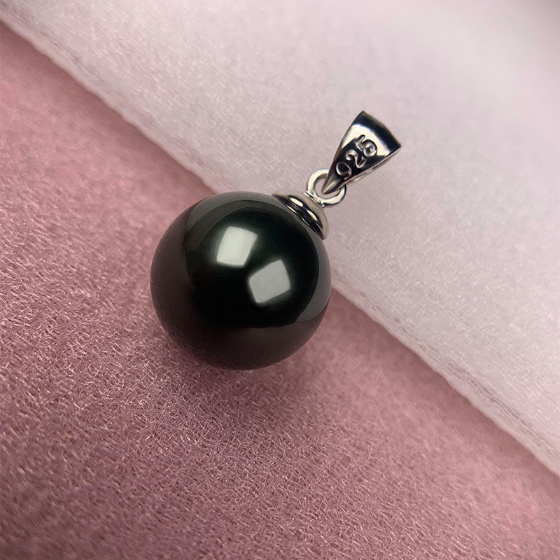 ホット販売マザーオブパールペンダント 925 スターリングシルバーシェルビーズペンダントシングル南洋ゴールドビーズタヒチ黒貝ビーズ|undefined