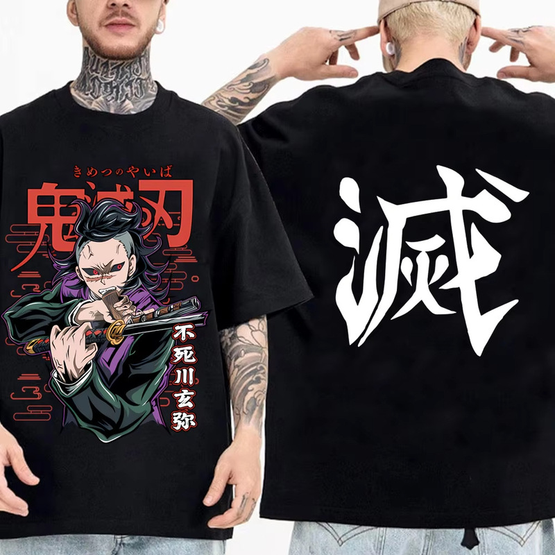 Japanese Anime Shirt Demon Slayer Kimetsu No Yaiba Infinite Castle T-Shirt Men High Quality Cotton Streetwear Clothing