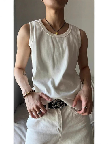 Ice silk thread foreign trade hot H-shirt men's summer American muscle-showing sleeveless T-shirt fitness sports men