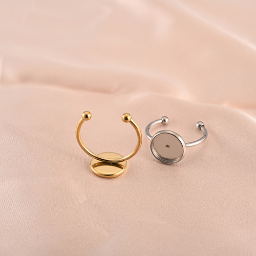 New stainless steel disc ring holder with opening U-shaped adjustable ring welding time gemstone holder diy jewelry accessories