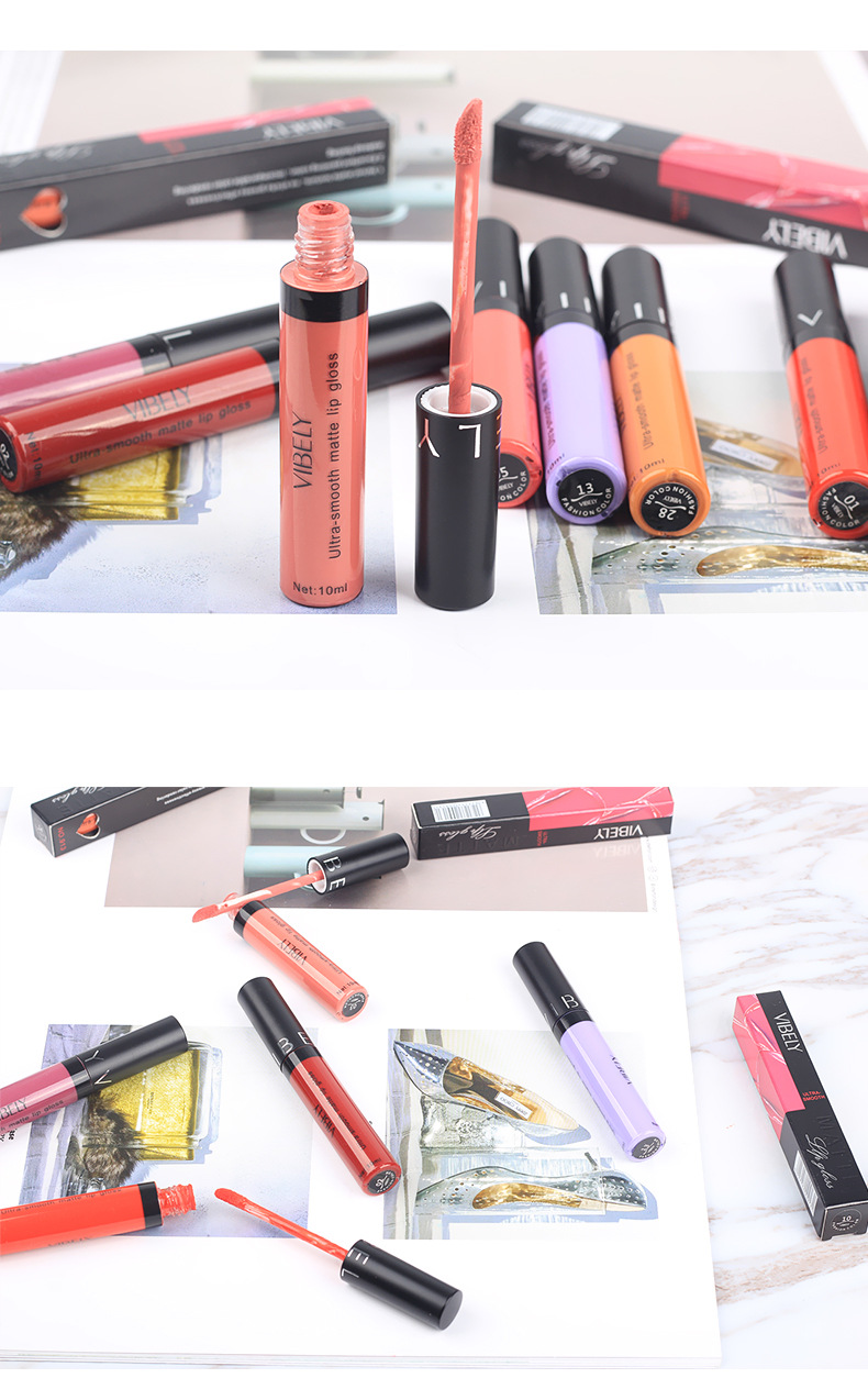 VIBELY Cross-border Makeup Amazon matte non-stick cup lip gloss Non-fading long-lasting liquid Lipstick Export version undefined