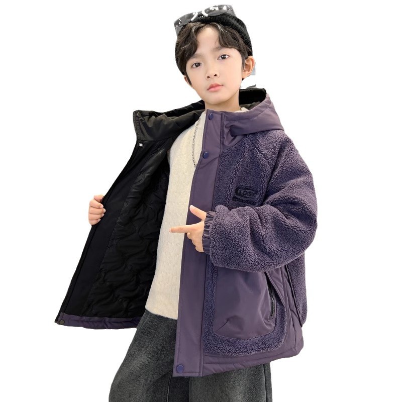 (2개) 아동복 소년 코트 소년의 상부 옷 새로운 두꺼운 기모 겨울면 패딩 코트 따뜻한 HUZHOU ZHILI