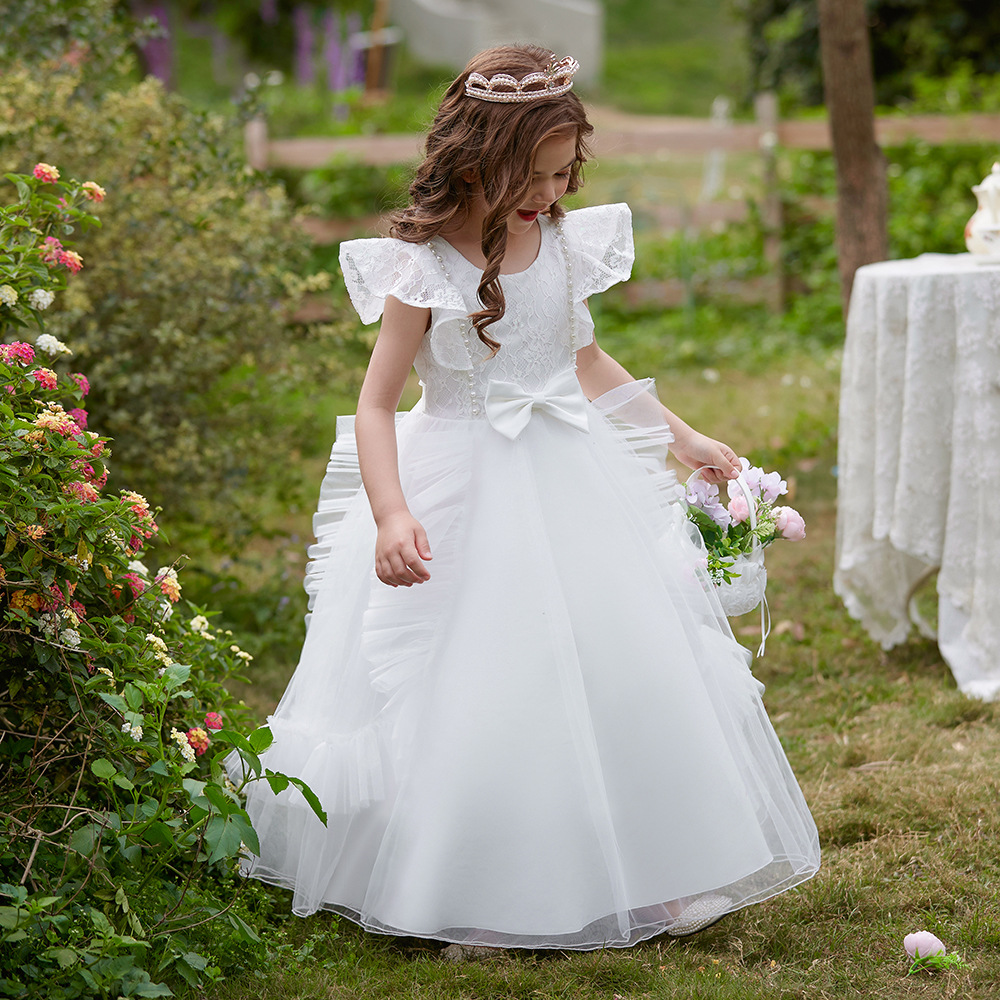 Ropa para niños de comercio exterior Nuevo vestido de princesa para niñas vestido largo para niños mediano y grande ropa de rendimiento de piano para niños en stock al por mayor