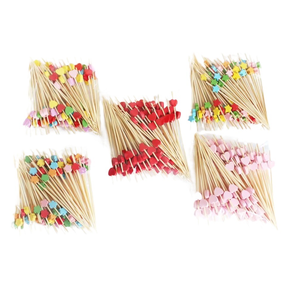 Palillos de Bambú Desechables para Frutas Decorativos para Aperitivos