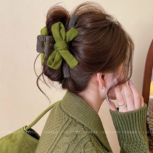 韩系甜美抓夹女抹茶蝴蝶结鲨鱼夹发量大发夹2025新款盘发头饰秋