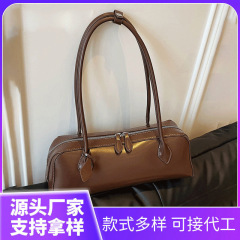 法式简约腊肠狗法棍包包女气质百搭单肩包PU时尚复古腋下女包跨境
