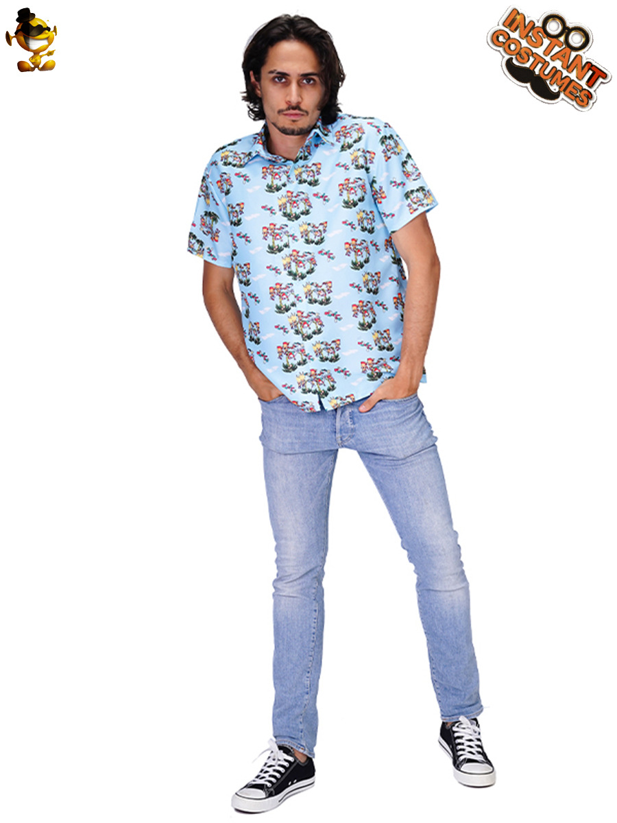 Moda europea y americana hombres adultos guapo color claro impreso camisa Hawaii playa moda casual transfronteriza ropa de hombre