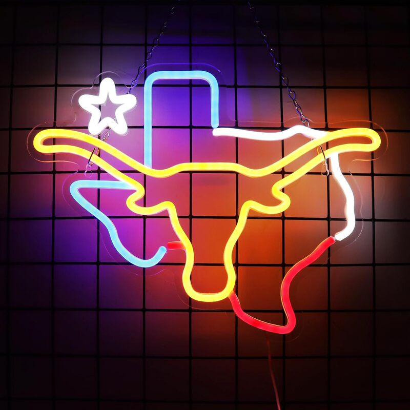 Cross-border Amazon explosions Longhorn cow LED neon sign wall bar holiday decoration neon advertising lights