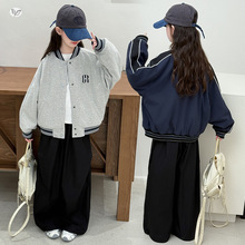 女童棒球服2025秋季新款双面穿夹克衫中大童宽松外套外穿长袖上衣
