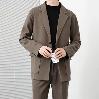 韩版时尚百搭单西外套秋冬季新款易打理职业工装修身西服男生款