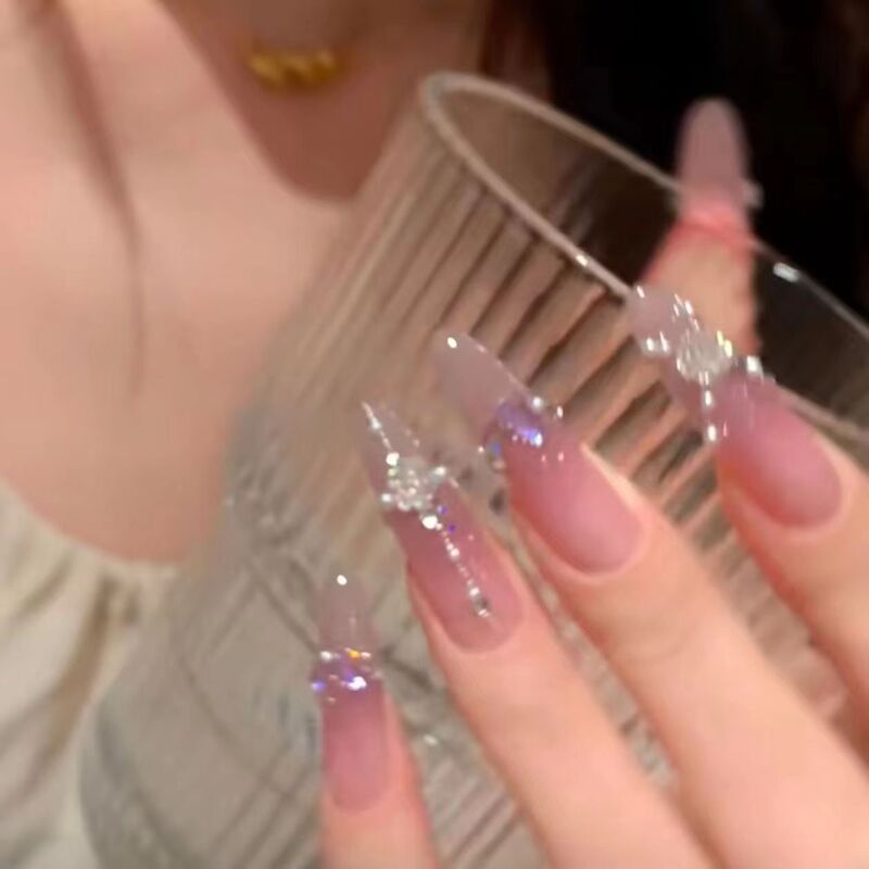 Summer Purple Diamond Camellia Blush Purple Dazzling Gradient Elegant Nail Polish Aurora Nail Polish Summer Purple Diamond Camellia Blush Purple Dazzling Gradient Elegant Nail Polish Aurora Nail Polish