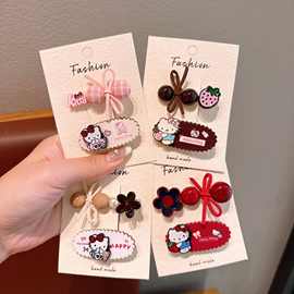 Hellokitty猫发夹女童蝴蝶结发卡小女孩碎发夹少女心甜美发饰批发