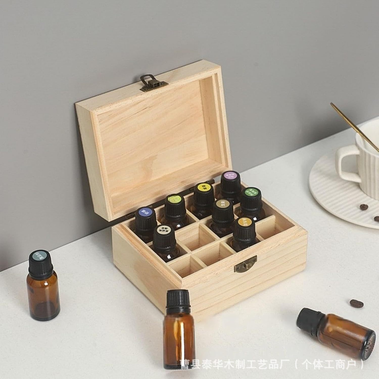 跨境一层多孔精油展示架精油木盒乌檀木多特瑞精油展示架木盒批发