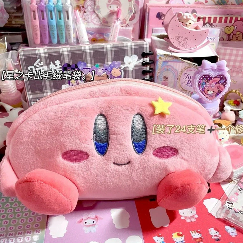 Плюшевый пенал (Sanrio) — вместительный kawaii с молнией, мягкий плюш, розовый