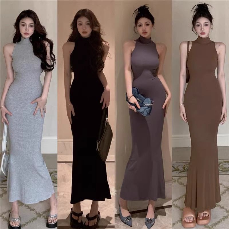 dress Women's Korean-style Summer Niche New Pure High-end Sleeveless Design Tight Figure Flattering Fishtail Long Dress