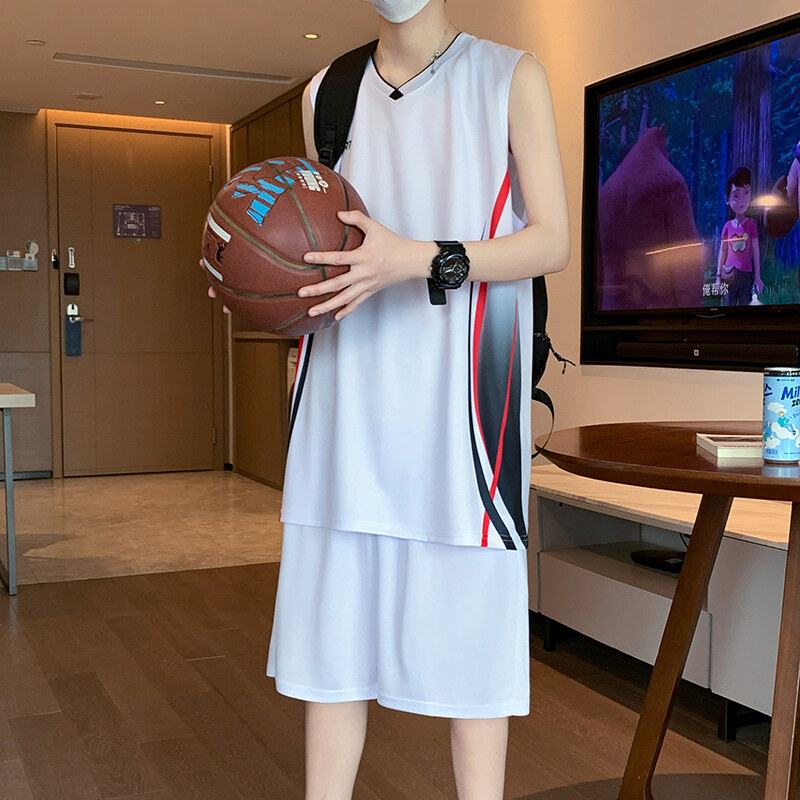 Summer Ice Silk Basketball Suit suit Men's Quick-drying Breathable Sports Vest Ball Suit Group-buying Training Suit Competition Team Uniform