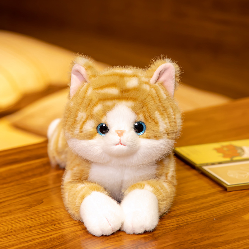 赛特嘟嘟条纹仿真趴款呆呆猫抱枕小猫咪公仔睡觉抱玩偶女生生日礼|undefined