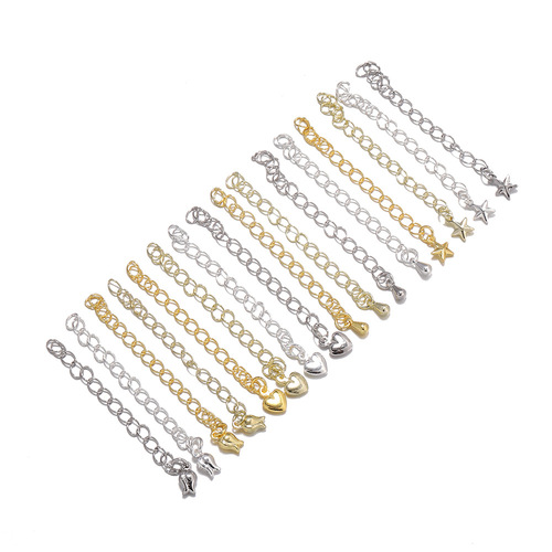 Real gold color-preserving five-pointed star extension chain DIY necklace accessories love tail chain water drop bracelet pendant jewelry accessories