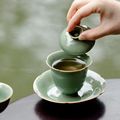 亦如初见三才功夫盖碗龙泉瓷越窑手工单个泡茶杯壶承陶瓷茶具青瓷