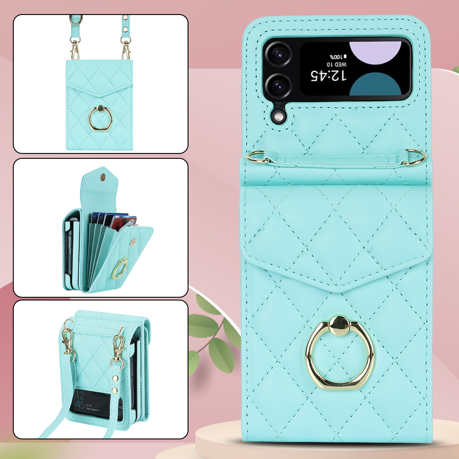 Samsung Flip6 Crossbody Phone Case With Ring And Wallet Cover_voghion.com