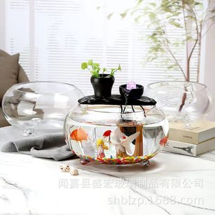 Creative Transparent Glass Claw Round Fish Tank Large Thickened Goldfish Tank Small Desktop Living Room Turtle Tank Hydroponics