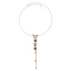 Retro purple adjustable necklace with tassels, brand chain for key bag 