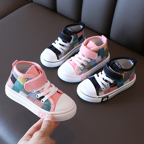 Children's Shoes  Spring and Autumn New Model Mid-sole Canvas Shoes for Girls and Boys, Soft Sole Anti-slip Baby Sneakers for Toddlers Learning to Walk
