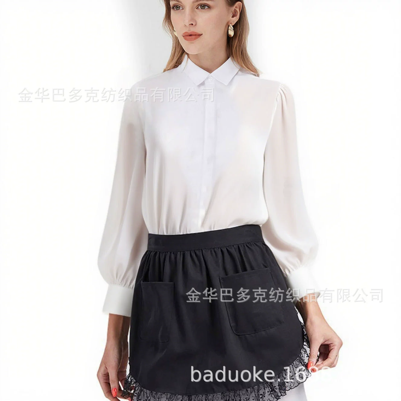 Амазонка кружева горничная фартук ретро оборки полутолы фартук трансграничная работа по дому кулинарный фартук половинный фартук