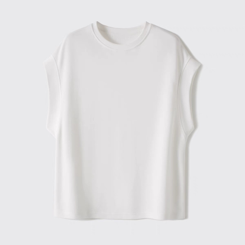 露出防止気質夏の新しい多用途 Tシャツレトロ文学ノースリーブベスト無地シンプルなスタイルの女性のためのトップ|undefined