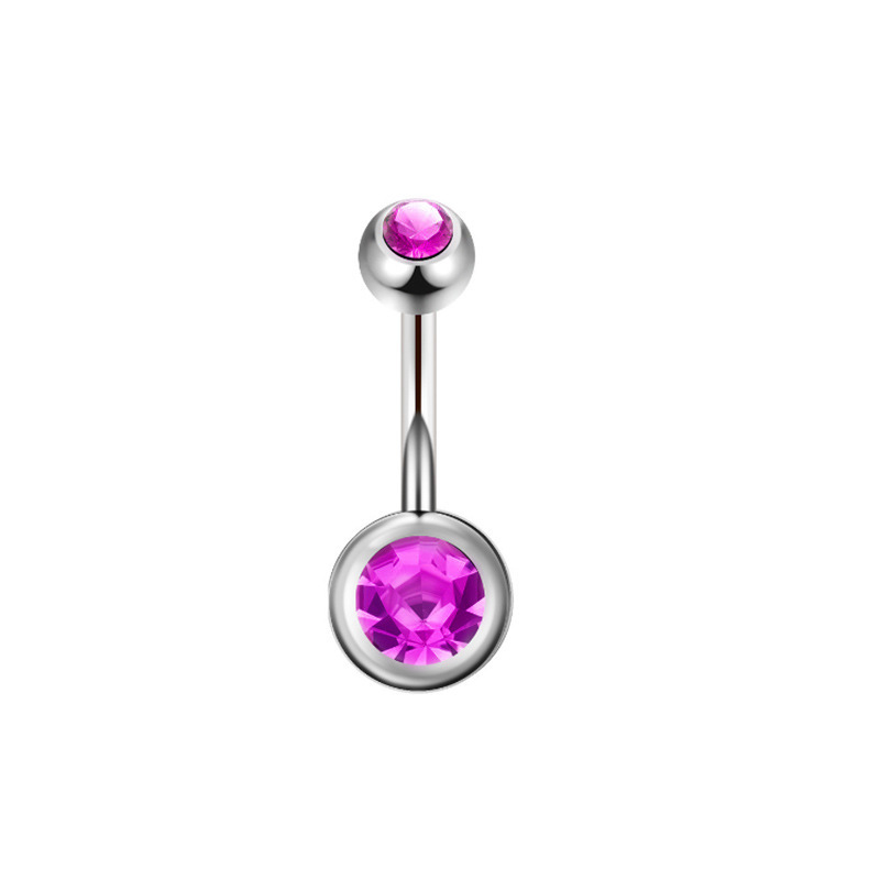 Stainless Steel Banana Bar Double-ended Rhinestone Ball Piercing, European And American Body Piercing Jewelry, Colorful_voghion.com