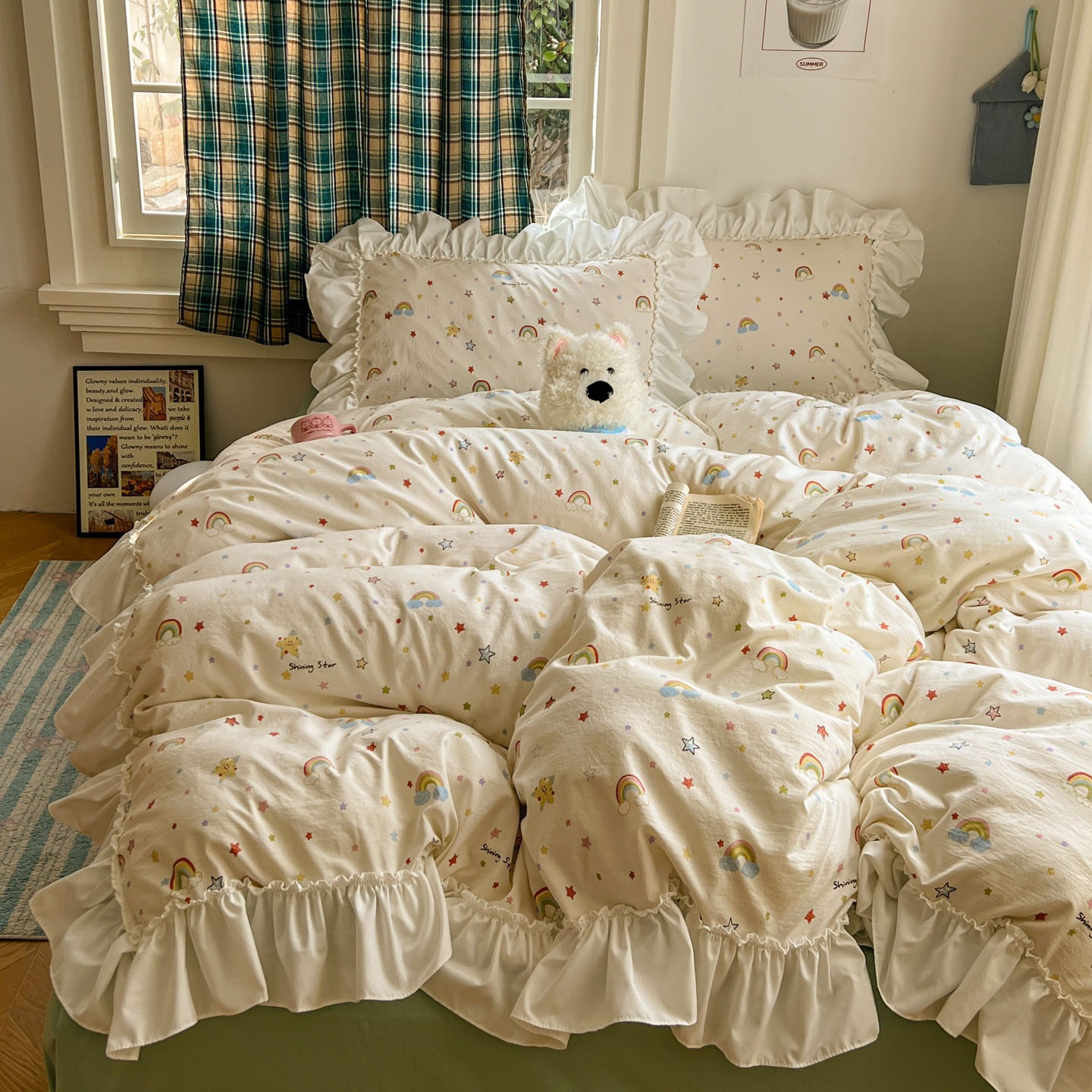 French Style Princess Lace Cotton Bedding Set Double Layer Gauze_voghion.com