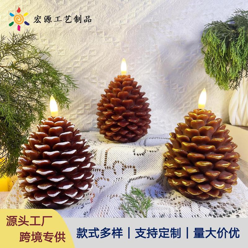 国境を越えた新製品クリスマス松ぼっくり LED 電子キャンドル偽キャンドル装飾デスクトップ装飾品シミュレーションキャンドルライト|undefined