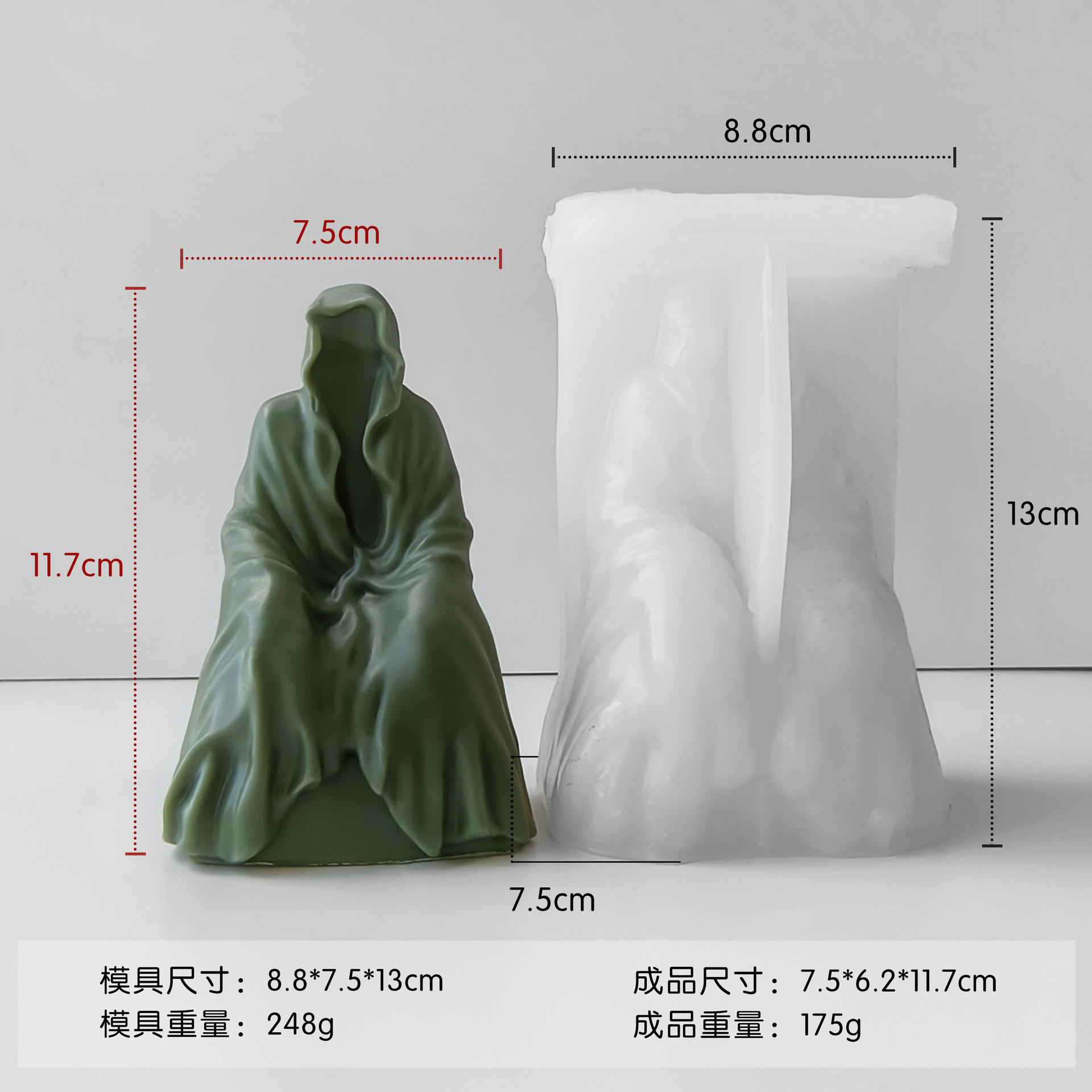 Jiahuimei Calavera de Halloween Aromaterapia Molde Vela DIY Vela de yeso de Pascua Abrasivo de silicona