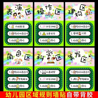 幼儿园区域规则进区牌环创布置儿童分类标识区角标志不干胶贴纸