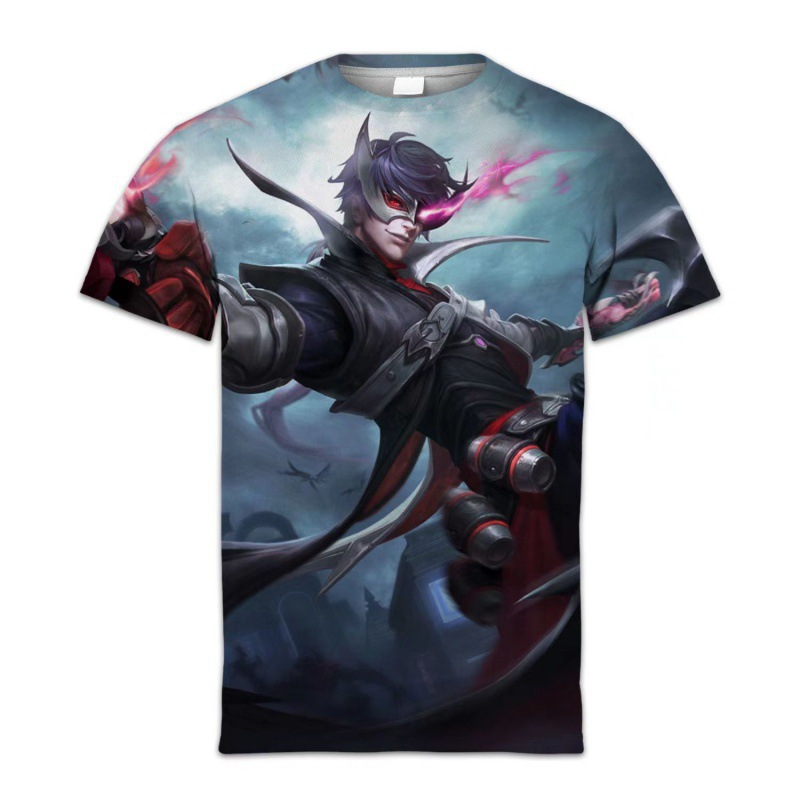 Camiseta de manga corta con estampado digital bidimensional de verano 3d verano para adolescentes y niños juego de gloria para hombres