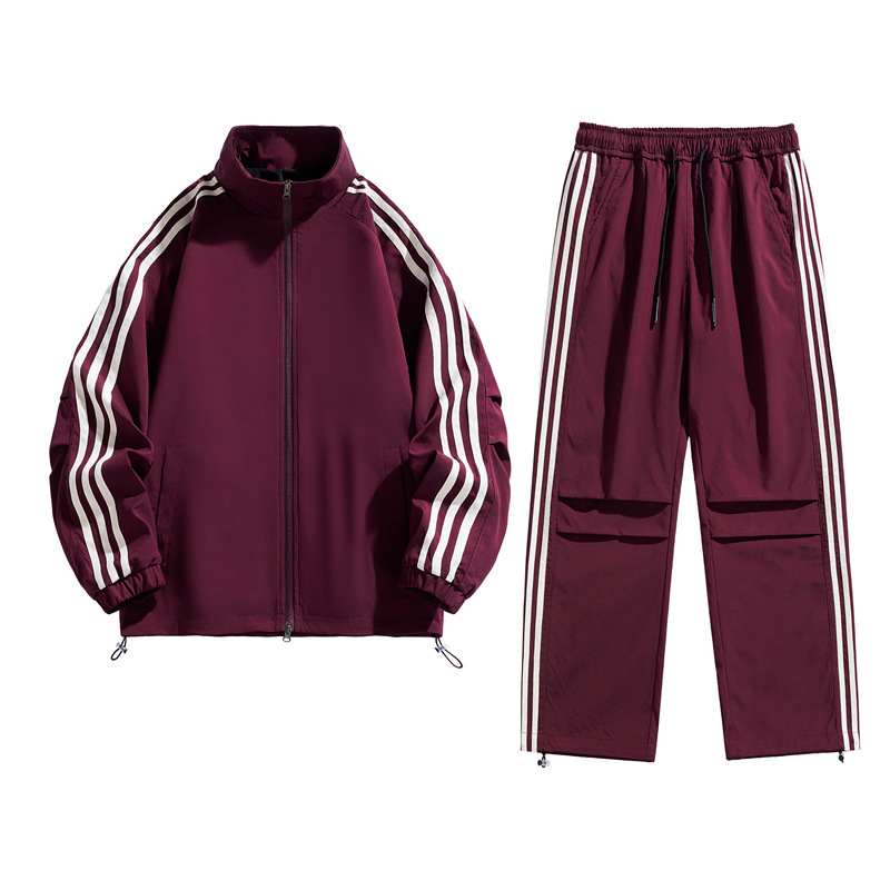 Cross-border foreign trade sports suit jacket with three stripes, stand-up collar jacket, youth school uniform casual suit, manufacturer wholesale
