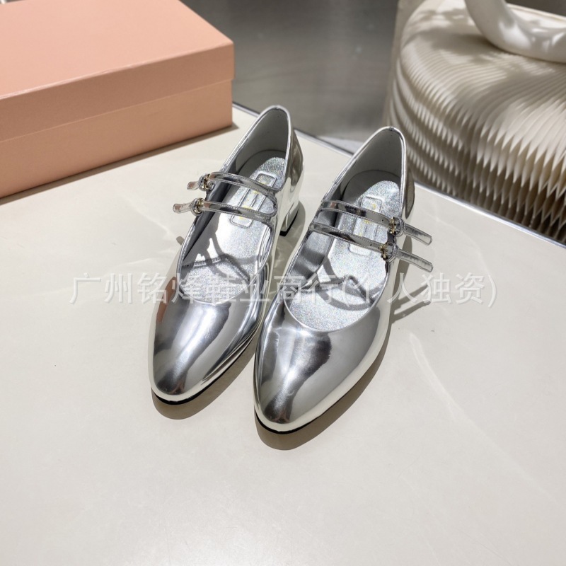 高定2025早秋新款时髦气质真皮圆头一字带玛丽珍鞋浅口粗跟单鞋女|undefined