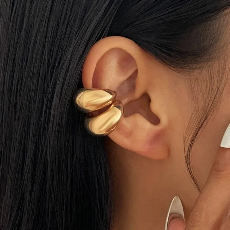 European and American metallic glossy C-shaped CCB ear clips, simple geometric non-pierced ear clips