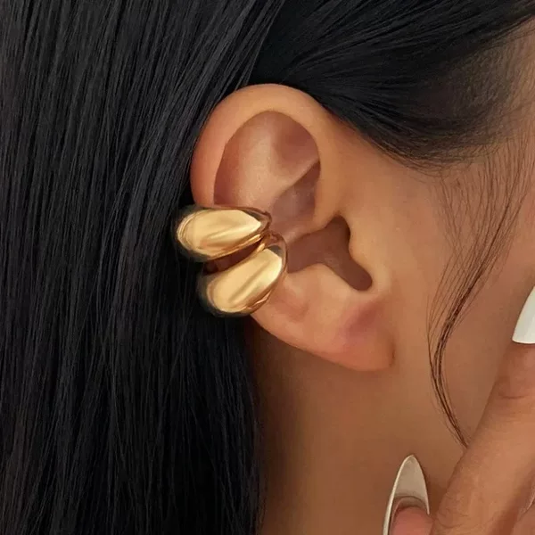 European and American metallic glossy C-shaped CCB ear clips, simple geometric non-pierced ear clips